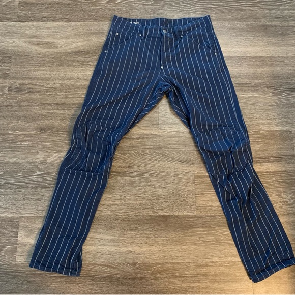 G-Star Raw Men’s 5622 Elwood 3D Tapered Navy Pinstripe Jeans 30x32 - Picture 1 of 14